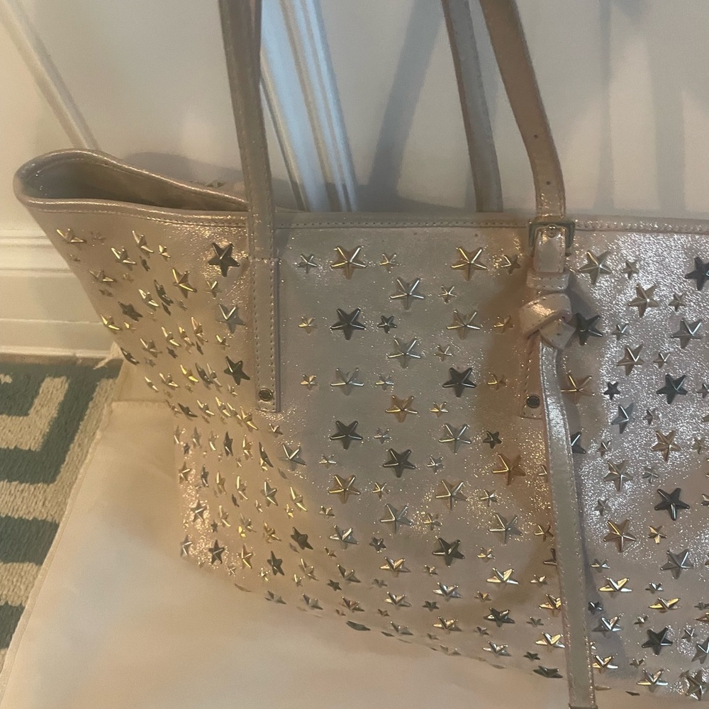 Jimmy Choo Gold Starry Tote Bag Glamorous Metallic Design